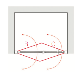 Larenco bi-folding glass shower doors for an alcove